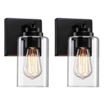 Uixe 9.1 In. 2-PIECE Matte Black 2-LIGHT Wall Sconce Clear Glass Shades Set Of. Fixed Price $29.99.