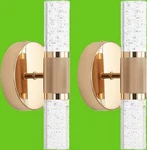 Gold Crystal Wall Sconces Set Of 2, 10W Led Bubble Glass Bathroom Vanity Lights. Fixed Price $49.99.