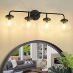 Deyidn Modern 30.71 In. 4-LIGHT Black Bathroom Vanity Light, Clear Glass Shades. Fixed Price $61.74.