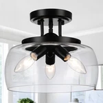 Foucasal Matte Black Semi-flush Mount Ceiling Fixture 3-LIGHT Clear Glass. Fixed Price $40.00.