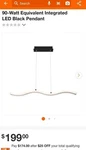 Easylite 34" Black Modern Pendant Fixture Led Wave Kitchen Island Light Chrystal. Fixed Price $28.88.