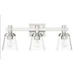 Sunset Lighting Riella 3 Vanity With Clear Seeded Glass Bright Satin. Fixed Price $12.96.