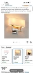 Permo Wall Sconce Nickle Brushed Finish 2 Lights With White Textile Shade. Fixed Price $65.00.