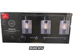 Globe Electric Bristol 24.5 In 3LIGHT Matte Black Vanity 5PC Bath Set. Fixed Price $52.46.