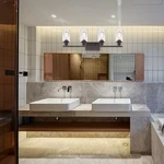 Melucee 4 Lights Black Led Modern Vanity Bathroom Mirror Wall Lamp Fixture. Fixed Price $52.00.