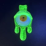 Handmade Art Glass Uv Green Drippy Eyeball Pendant Handblown Reactive Ion Ug. Fixed Price $69.99.