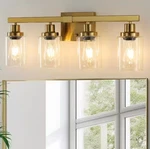 Gmgsrom 24.2IN. 4-LIGHT Gold Modern Bathroom Vanity With Clear Glass Shade. Fixed Price $84.99.
