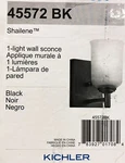 Kichler Shailene 45572BK Black Wall Sconce W/ Satin Etched Glass Shade. Fixed Price $16.49.