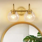 Ouvr Gold Bathroom Fixtures 2 Vanity Lights Over Mirror With Clear. Fixed Price $38.00.