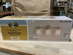 Hampton Bay Olgelthorpe 22IN 3-LIGHT Brushed Nickel Vanity Fixture. Fixed Price $14.99.