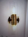 Lnc Modern 13.4 In. 2-LIGHT Plated Brass Wall Sconce With Clear Glass Shade. Fixed Price $35.95.