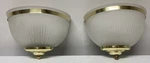 Vtg Satin Glass Ribbed Wall Sconce X2 Polished Brass Underwriters Laboratories. Fixed Price $33.28.