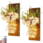 Rustic Wall Sconces Mason Jar Handmade Art Hanging Design With R.... Fixed Price $64.41.