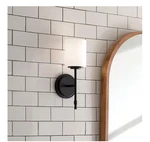 Kichler Ali 1-LIGHT Black Wall Sconce W/ Satin Opal Glass Shade 55140BK. Fixed Price $71.96.