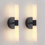Kuzzull Wall Sconces Set Of Two Black And Brass Gold Lights White Frosted. Fixed Price $49.95.