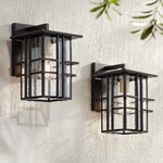 Possini Euro Arley 12" High Black Outdoor Wall Light Set Of. Fixed Price $349.98.
