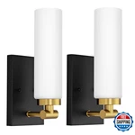 Emak Bathroom Sconces Set Of 2 Black And Gold Wall Milk Glass Shade. Fixed Price $124.69.