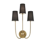 3-LIGHT Wall Sconce Natural Brass By Meridian Lighting M90065NB. Fixed Price $200.00.