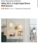 Home Decorators Collection Hilley 32 In. 2-LIGHT Aged Brass Wall Sconce Modern. Fixed Price $25.26.