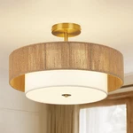Scyvenra 18 Inch Rattan Semi Flush Mount Ceiling FIXTURE3-LIGHT Boho. Fixed Price $134.47.
