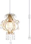 Elegant Mini Chandelier Plug Crystal Pendant Light,golden. Fixed Price $45.60.