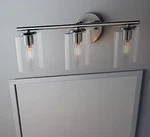 Hampton Bay Champlain 22.375 In. 3-LIGHT Brushed Nickel Bathroom Vanity. Fixed Price $39.97.