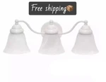 New Lalia HOME7.5 IN.3-LIGHT White And Alabaster Shades Metal Glass Vanity. Fixed Price $43.00.