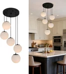 Loyled Cluster Globe Glass Chandelier Black 5-LIGHTS Mid Century Pendant. Fixed Price $169.00.