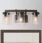 Lnc Farmhouse Bathroom Vanity Light Rust Gray Metal With Brushed Wood Accents. Fixed Price $74.99.