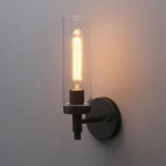 Rustic Industrial Wall Sconce Light With 3.14"/8CM Tubular Clear Glass Lampshade. Fixed Price $45.00.