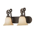 2-LIGHT Rubbed Bronze Vanity With Turinian Scavo Glass By Millennium. Fixed Price $79.00.
