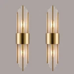 Wall Sconce 2 Light Modern Crystal Titanium Gold Frosted Glass Shawnkey. Fixed Price $209.99.