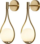 Pair Of Kco Wall Sconce Mid-century Drop Design Mounted Light Brushed Brass. Fixed Price $125.99.