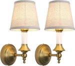 Vintage Fabric Wall Sconces Set Of 2 With Linen Shade For Home Decor. Fixed Price $149.99.
