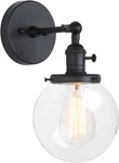 Pathson Industrial Wall Sconce With Round Clear Glass Globe Shade, Vintage Style. Fixed Price $39.99.
