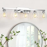 Garveetech 4 Light Bathroom Fixtures Chrome With Hammered Glass Shade,. Fixed Price $24.95.