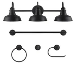 Hampton Bay Elmcroft 29" 3-LIGHT Matte Black Vanity W/ 4-PC Accessory Kit. Fixed Price $50.30.
