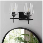 Merra 2-LIGHT Matt Black Vanity Bathroom With Clear Glass Shades. Fixed Price $33.80.