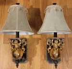 Pacific Coast Lighting Poly Resin Bronze Style Classical Cherub Wall Sconce Pair. Fixed Price $350.00.