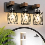 Izorro Farmhouse Bathroom Vanity Light, 3-LIGHT Wood Black. Fixed Price $85.22.