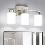 Brushed Nickel Bathroom Fixtures, 3-LIGHT Modern Vanity Over Mirr.... Fixed Price $54.97.