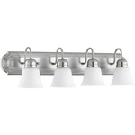 Quorum Home Collection 4-LIGHT Satin Nickel Transitional Vanity Light, 5094-4-65. Fixed Price $80.00.