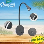 New Led Wall Mounted Reading Light Gooseneck Usb Bedside Lamp Black. Fixed Price $83.94.
