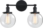 Industrial Wall Sconce Hardwired Black Double Light With 5.9 Inches Globe. Fixed Price $83.99.