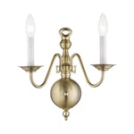 Livex Lighting 5002 Brass Williamsburg 2-LIGHT Wall Sconce. Fixed Price $139.96.