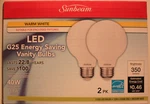 Sunbeam (2-PACK) 3.8 (= 40 Watt) Led G25 Globe Vanity Bulbs Warm White. Fixed Price $7.04.