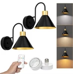 Frideko Battery Operated Wall Sconces Set Of Two With Remote, 3 Color Black. Fixed Price $31.50.