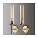 Brass Wall Sconces Set Of Two, 19" Knurled Gold Lighting, Tube G.... Fixed Price $259.95.