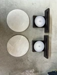 New Dolaimy House 2 Pack 10 Round Natural Alabaster Wall Light Fixture. Fixed Price $80.00.