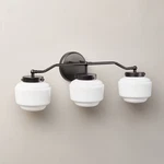 Milk Glass 3-BULB Vanity Wall Sconce Black Finish Hearth & Hand. Fixed Price $110.99.
